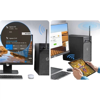 Беспроводной сетевой адаптер UGREEN USB AC650, двухдиапазонный 5G, внешняя антенна с высоким коэффициентом усиления, не требует установки драйверов, для ноутбуков и настольных компьютеров, 90339, передатчик WiFi, 1 шт.