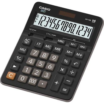 Рабочий калькулятор CASIO GX-14B, 14-разрядный дисплей, большой настольный офисный калькулятор, черная классическая модель.