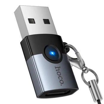 Перехідник Hoco UA46B USB Male to Type-C female USB3.0, Gray