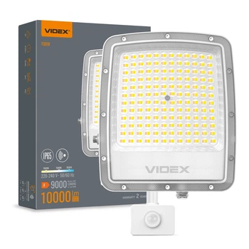 LED прожектор VIDEX F5 100W 3000-5000-6500K с датчиком движения 230V White VL-F5-100CW-S 29263