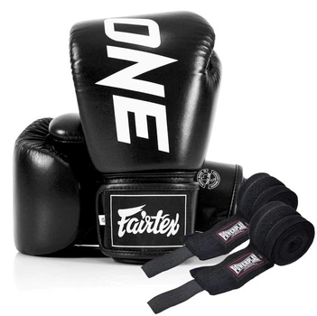 Боксерские перчатки Fairtex BGV1-ONE (натуральная кожа) Black 16 унций (бинты в комплекте)