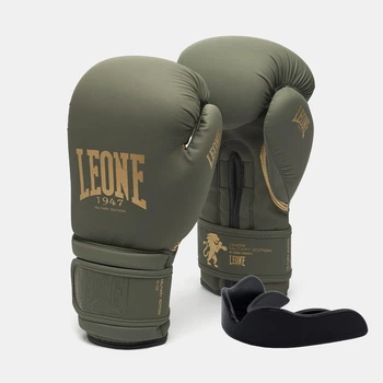 Боксерские перчатки Leone GN059G MILITARY EDITION Green 16 унций (капу в комплекте)
