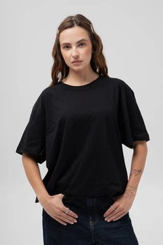 Жіноча Бавовняна Оверсайз Футболка Without Greatest L/XL Чорна