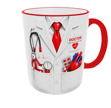 Кружка (чашка) з принтом Doctor – подарунок лікарю, медику, медичному працівнику | Керамічна 330 мл(червона ручка)