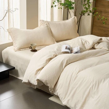 Комплект постельного белья из муслина семейный Malloory Home Молочный
