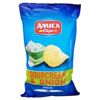 Чіпси картопляні Amica Chips зі смаком сметани та цибулі 100 г