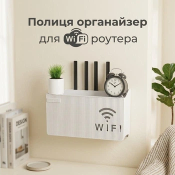 Поличка органайзер для Wi-Fi роутера настінний бокс тримач Router Storage Box White