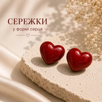 Серьги-гвоздики в форме сердца глянцевые, женские серьги-пусеты в минималистичном стиле красные