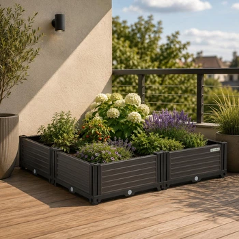Ящик для выращивания цветов CULTIVO GROW CUBE L 82x82x17 см 377 л уличный горшок с дренажем коричневый