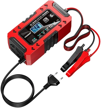 Зарядное устройство автомобильное Foxsur FBC1206F 12V/6А Автоматическое импульсное с функцией восстановления Red (19424)