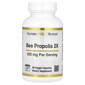 Концентрований екстракт прополісу 2X California Gold Nutrition (Bee Propolis 2X) 500 мг 90 капсул (CGN-00945)