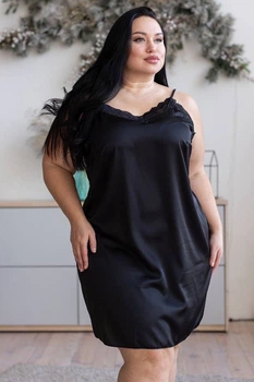 Ночнушка женская с кружевом Нч941 Черный, 3XL (52-54)