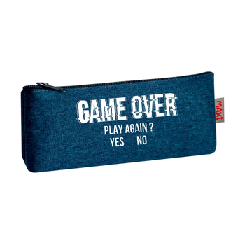 Пенал Maxi Game Over "Ігроманія" 1 отделение прямоугольный на молнии темно-синий (MX87411)