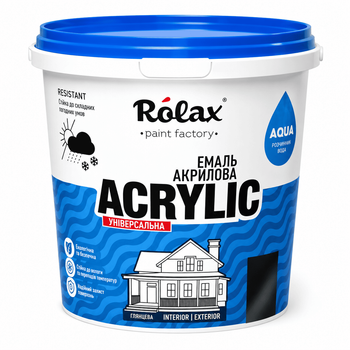 Эмаль акриловая универсальная Rolax Acrylic снежно-белая глянцевая 1 л