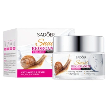 Крем для лица с экстрактами коллагена и слизи улитки Sadoer Snail Reorganize Collagen Face Cream, 50 мл