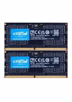Комплект оперативної пам'яті для ноутбука Crucial 64GB (2x32GB) DDR5 4800MHz SO-DIMM (CT2K32G48C40S5.C16A1)