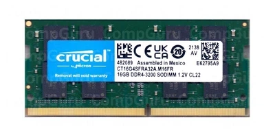 Оперативна пам'ять для ноутбука Crucial 16GB DDR4 3200MHz SO-DIMM (CT16G4SFRA32A.M16FR)