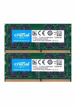 Комплект оперативної пам'яті для ноутбука Crucial 32GB (2x16GB) DDR4 2400MHz SO-DIMM (CT16G4S24AM.M16FE)