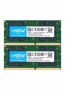 Комплект оперативної пам'яті для ноутбука Crucial 64GB (2x32GB) DDR4 3200MHz SO-DIMM (CT32G4SFD832A.M16FF)
