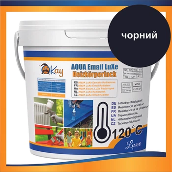 Термостойкая краска для радиаторов акриловая эмаль AQUA LuXe OKAY®, Чёрный, 0,3 л / 0,35 кг