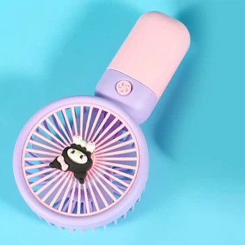 Портативный мини-вентилятор с подставкой и USB, Kuromi, Фиолетовый / Ручной вентилятор на аккумуляторе