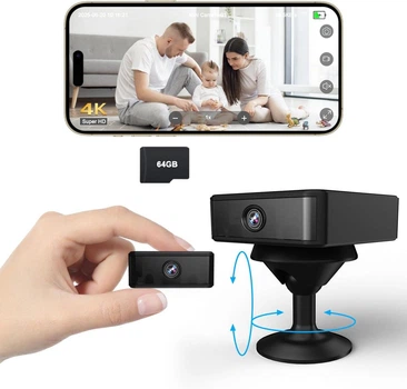 Міні-камера відеоспостереження UCOCARE 4K автономна на магніті з карткою 64GB нічне бачення 940NM на батарейці