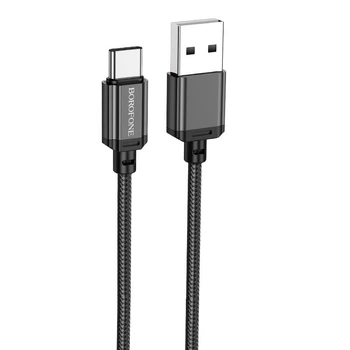 Кабель Borofone BX87 USB - Type-C PD 60W (3A) 1м нейлоновый с быстрой зарядкой Black