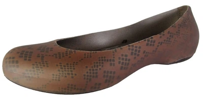 Жіночі балетки Crocs Brooklyn Flat Snake print (37-38, коричневий)