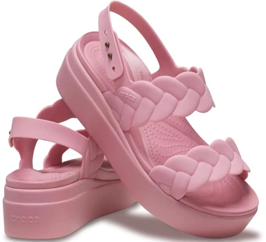 Жіночі Сандалі Бруклін crocs brooklyn woven low wedge Rossete (37-38, рожевий)