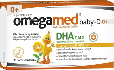 Suplement diety Polski Lek Omegamed Baby + D kapsułki twist off z DHA i witaminą D dla niemowląt i dzieci 30 szt (5901785305609)
