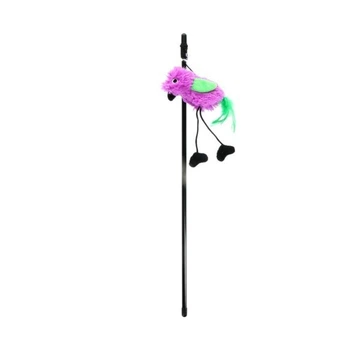Игрушка HIPPIE PET для котов Удочка с птичкой фиолетовая 48 см