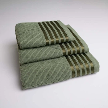 Набір махрових рушників SOFT 3шт GM Textile 40х70см, 50х90см, 70х140см 500г/м2 (Хакі)
