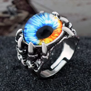 Кільце лихе око диявола Evil Eye у вигляді ока з кігтями перстень срібний колір