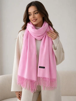Осенний шарф-палантин Cashmere 200*70 см розовый