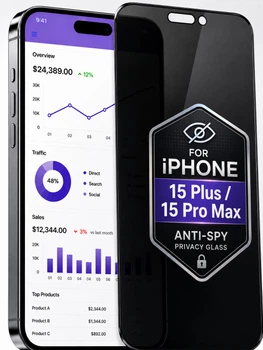 Захисне скло антишпигун для iphone 16 plus / 15 plus / 15 pro max на весь екран приватне скло Shieldy