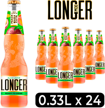 Упаковка слабоалкогольного напою LONGmixER Персик-Маракуя 7% 0.33 л х 24 шт (4820201996263)