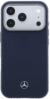 Чохол для смартфона Mercedes-Benz Leather Semi Wrap Wood Effect MagSafe для Apple iPhone 17 Pro Navy Blue (3666339618148)