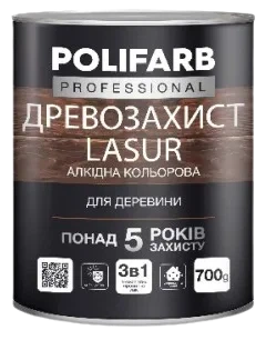 Лазур алкідна Polifarb древозахист тік 0.7 кг