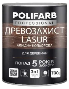 Лазур алкідна Polifarb древозахист палісандр 0.7 кг