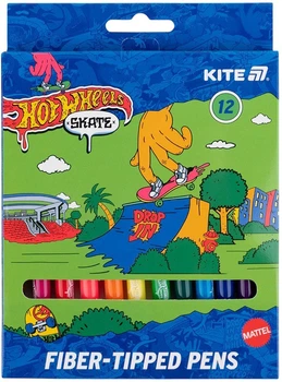 Фломастеры Kite Hot Wheels Skate круглые односторонние набор 12 цветов (HW25-447-2)