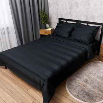 Комплект постельного белья Moon&Star Satin Stripe Deep Black Семейный 160х220х2 наволочки 4х70х70 (MS-820016974)