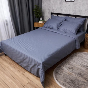 Комплект постельного белья Moon&Star Satin Stripe Ocean Steel King Size 220x240 наволочки 2х70х70 (MS-820017082)