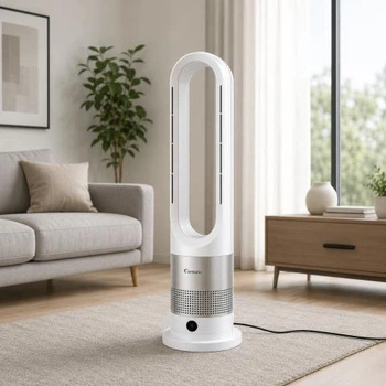 Мобільний безлопатевий вентилятор Germatic 2в1 автоповорот 80° Кондиціонер зима-літо AM-030JR 1200W+ пульт ДУ