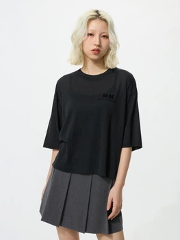 Футболка бавовняна оверсайз жіноча Uniqlo 20827268 XL Чорна (1159910232)