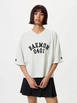 Футболка хлопковая оверсайз короткая женская Uniqlo 360921781 XL Серая (1159902182)
