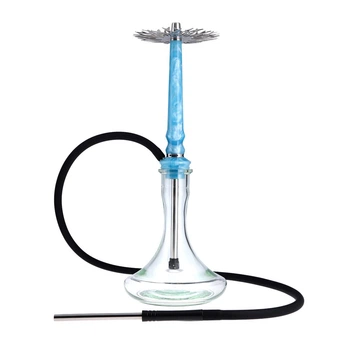 Кальян Tiaga Astra Crystal Blue с шахтой из нержавеющей стали и декоративной вставкой из эпоксидной смолы, 55 см