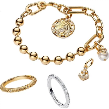 Кольцо PANDORA ME Series Casual Starry золото/серебро, подарочное