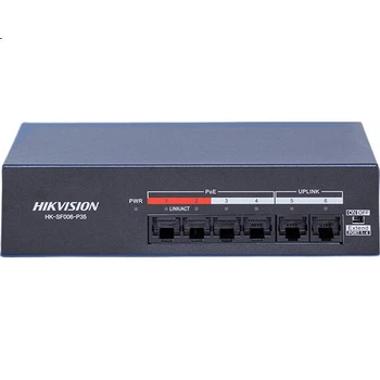 Комутатор HIKVISION 6 портів PoE 100Мбіт/с, металевий, некерований, HK-SF006