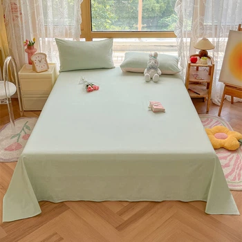 Простыня Wuyinliangpin из хлопка 240x250 см, светло-зеленая