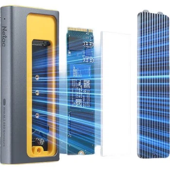 Корпус для жорсткого диска Netac USB4.0, 40 Гбіт/с Thunderbolt 5/4/3, портативний корпус для жорсткого диска M.2 NVMe з вбудованим вентилятором, сумісний з Apple Mac та ноутбуками, версії Plus